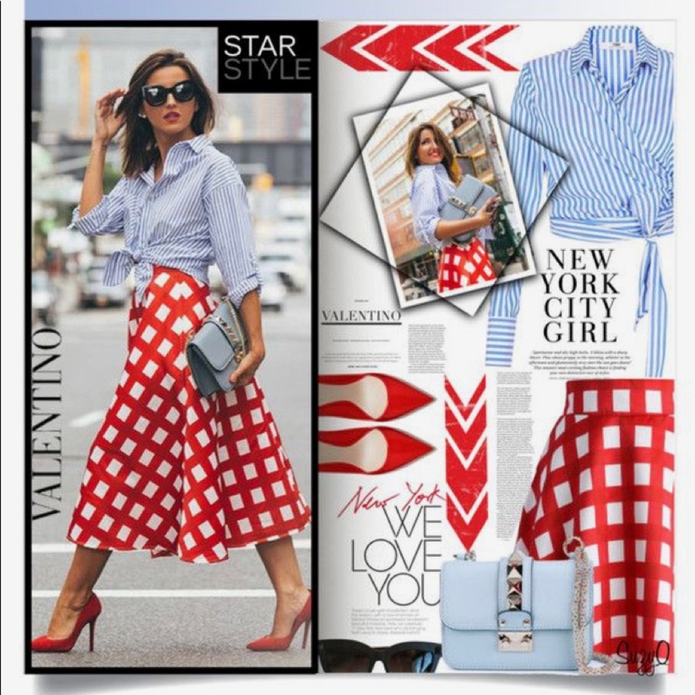 Chicwish A Line Red and White Plaid Midi Skirt